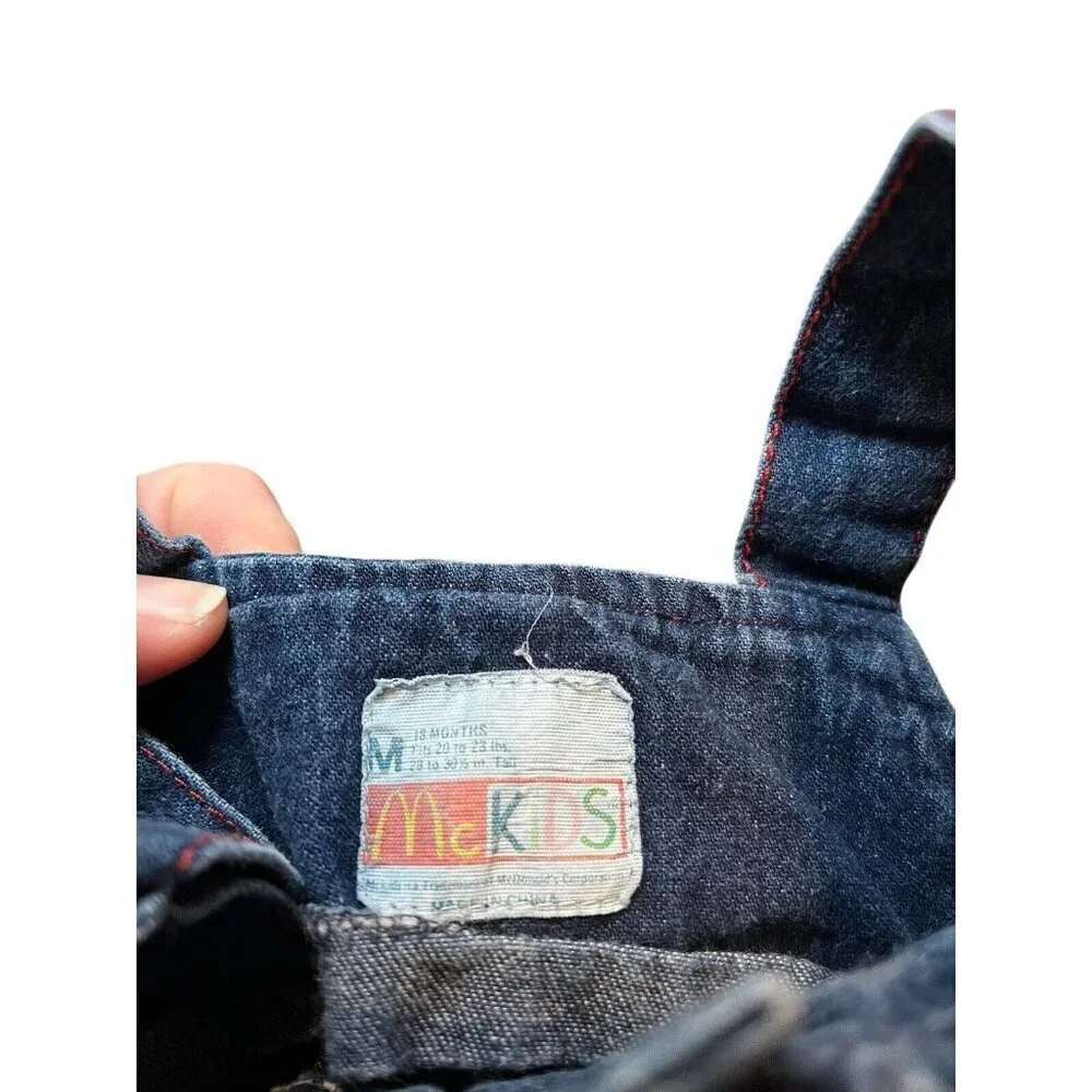 Vintage Rare McKids 18 Month Baby Toddler Blue Denim Overalls SEARS Exclusive